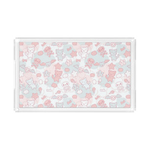 kawaii pattern with doodle acrylic tray
