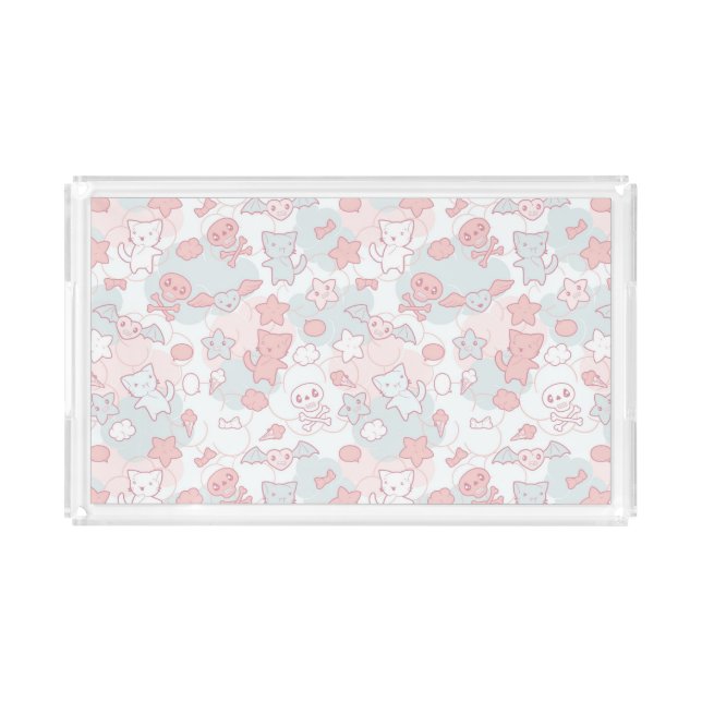 kawaii pattern with doodle acrylic tray (Front)