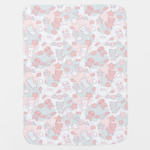 kawaii pattern with doodle baby blanket