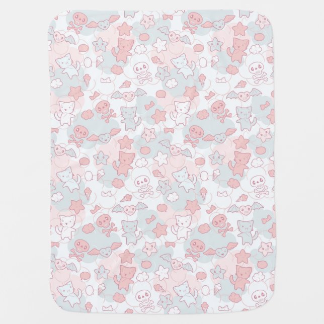 kawaii pattern with doodle baby blanket (Front)