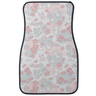 kawaii pattern with doodle car mat