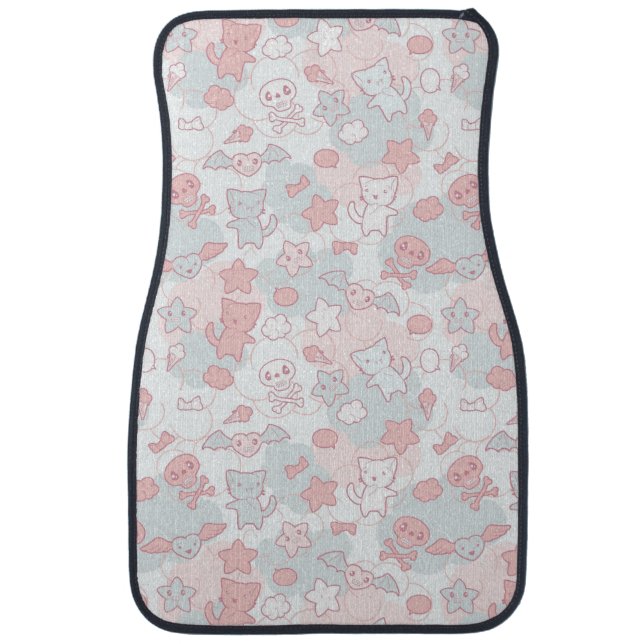 kawaii pattern with doodle car mat (Front)