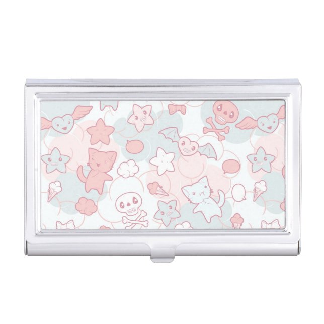 kawaii pattern with doodle case for business cards (Front)