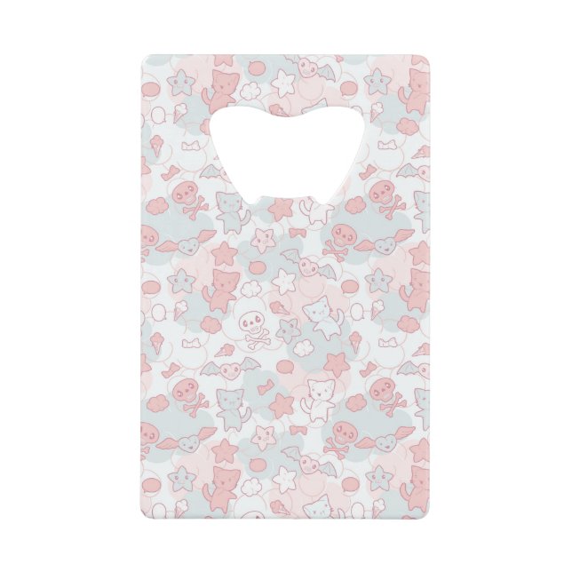 kawaii pattern with doodle credit card bottle opener (Front)