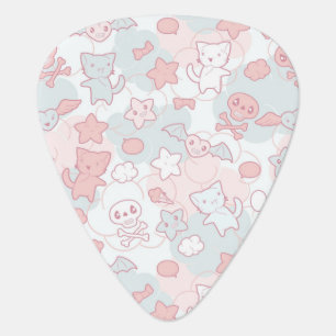 kawaii pattern with doodle guitar pick