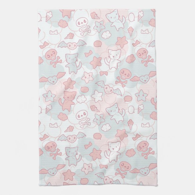 kawaii pattern with doodle kitchen towel (Vertical)