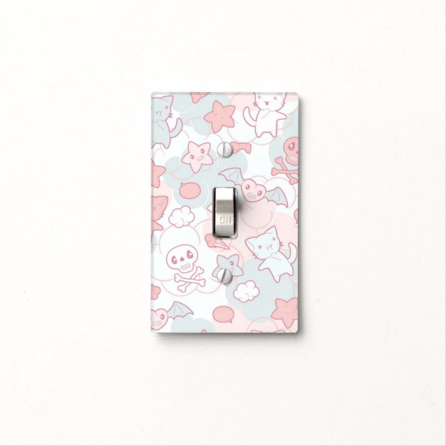 kawaii pattern with doodle light switch cover (In Situ)