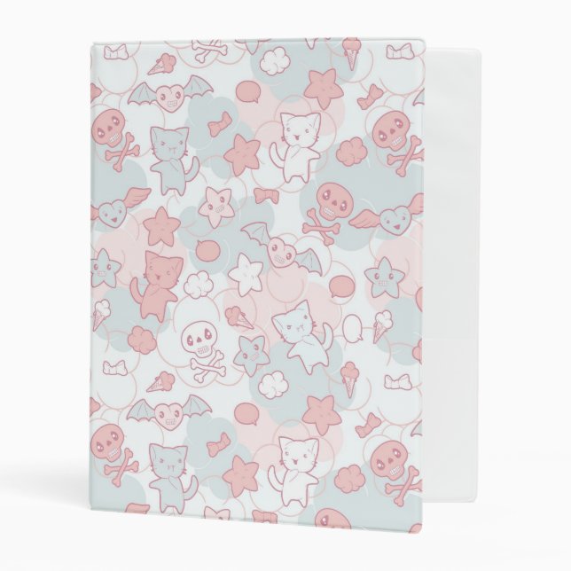 kawaii pattern with doodle mini binder (Front/Inside)