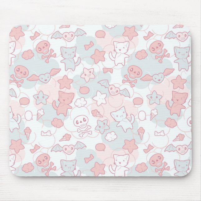 kawaii pattern with doodle mouse pad (Front)
