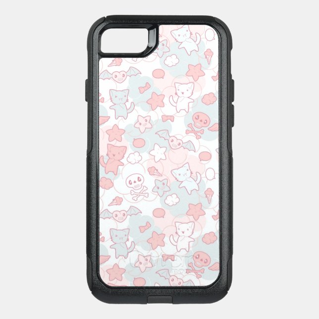kawaii pattern with doodle otterbox iPhone case (Back)