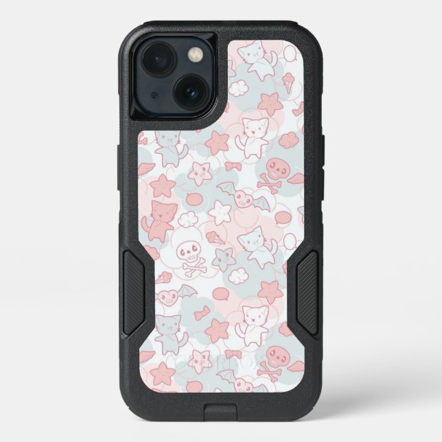 kawaii pattern with doodle otterbox iPhone case (Back)