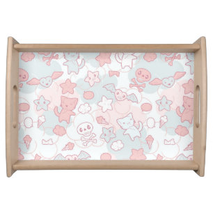 kawaii pattern with doodle serving tray