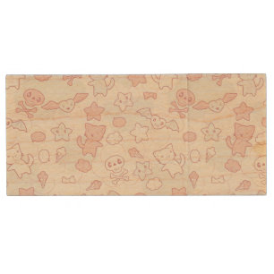 kawaii pattern with doodle wood USB flash drive