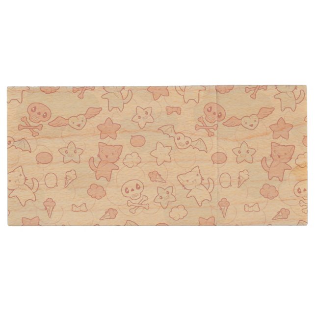 kawaii pattern with doodle wood USB flash drive (Front)