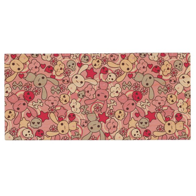 Kawaii pattern wood flash drive (Front)