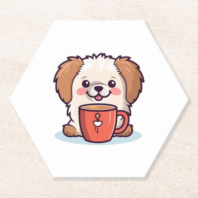 Kawaii Paws Café Paper Coaster (Front)