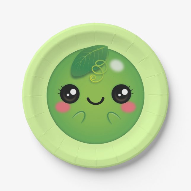 Kawaii Pea Paper Plates (Front)