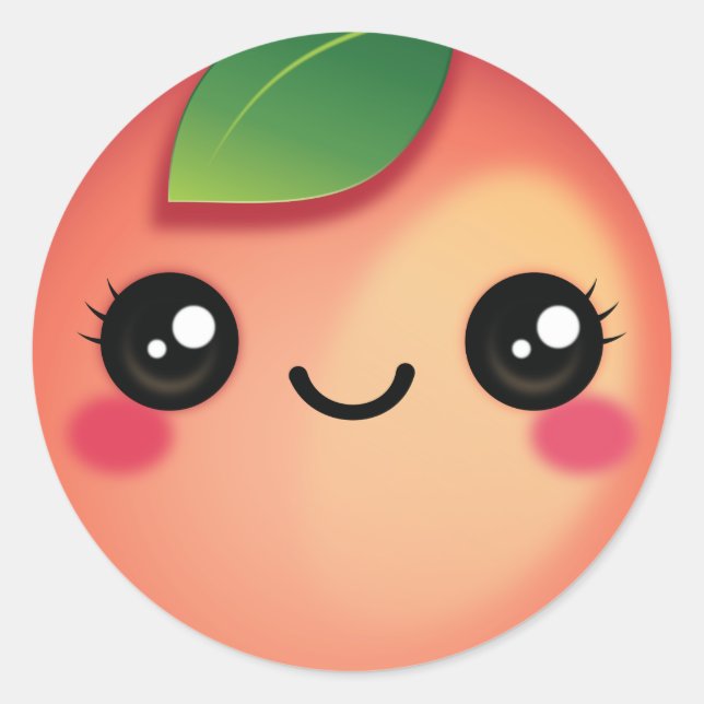 Kawaii Peach Classic Round Sticker (Front)