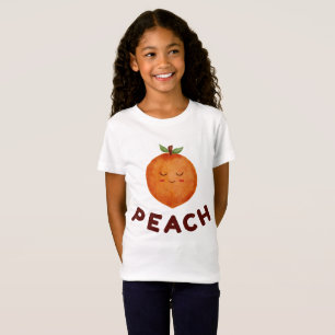 Kawaii Peach Kids T-Shirt Cute Fruit Character