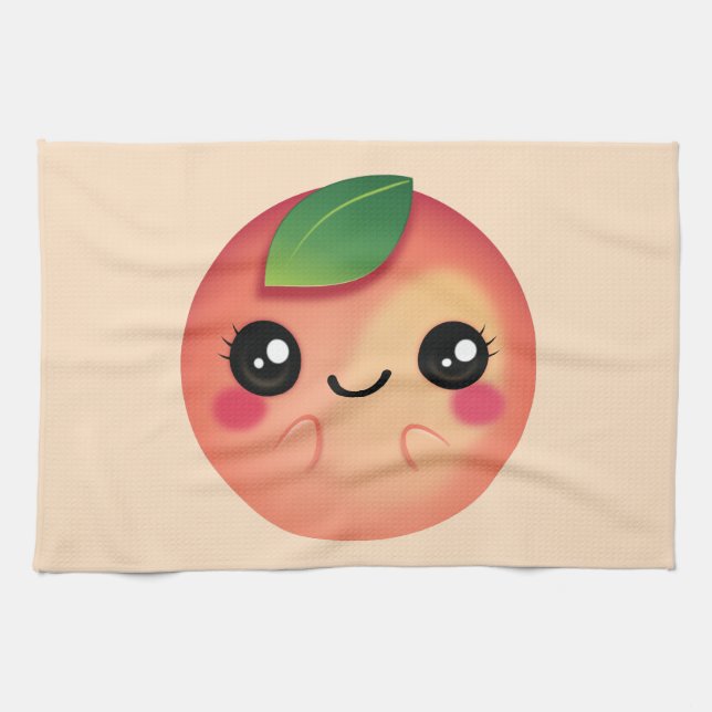 Kawaii Peach Kitchen Towel (Horizontal)