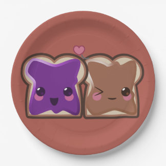 Kawaii Peanut Butter and Jelly Friends Paper Plates