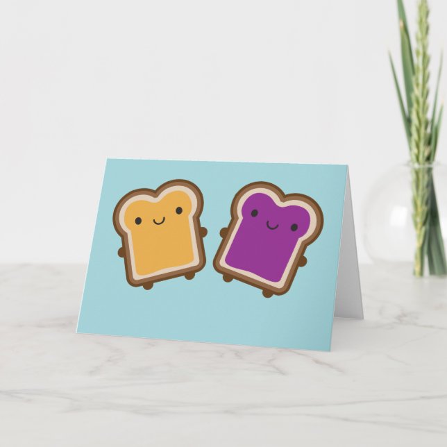 Kawaii Peanut Butter & Jelly Sandwich Couple Card (Front)