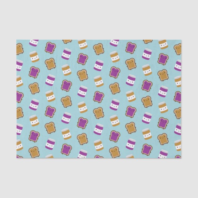 Kawaii Peanut Butter & Jelly Sandwich Couple Tissue Paper (Front)