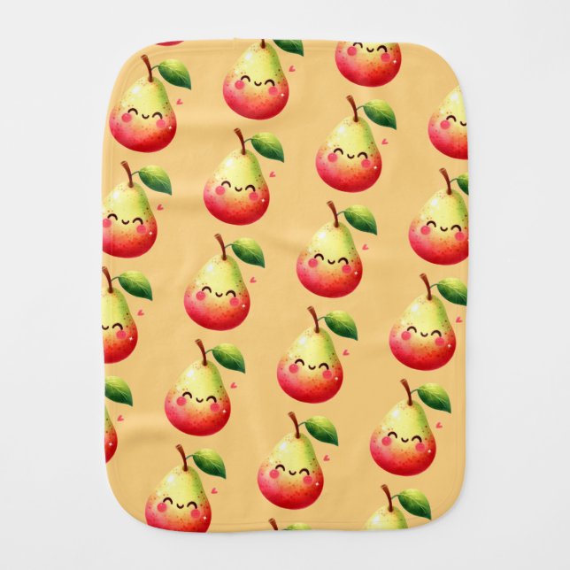 Kawaii Pear Baby Burp Cloth (Front)