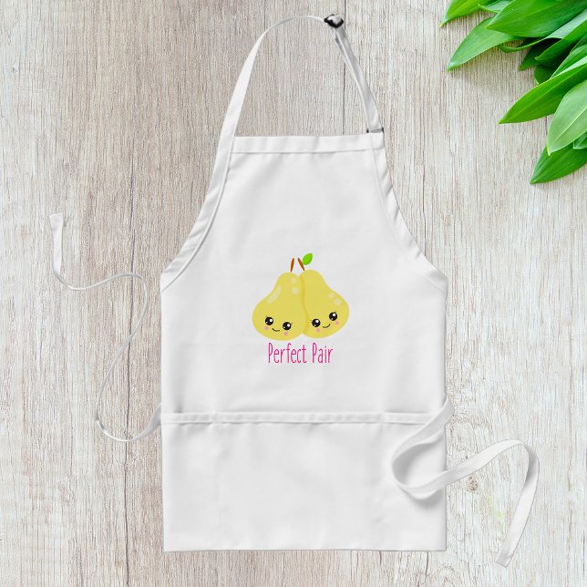 Kawaii Pear Couple Perfect Pair Funny Pun Adult Apron (Creator Uploaded)