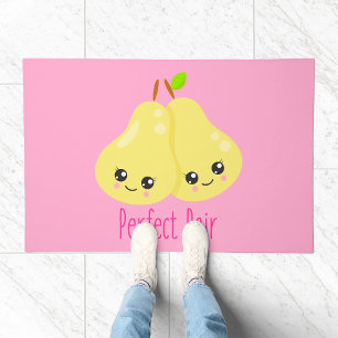 Kawaii Pear Couple Perfect Pair Funny Pun Doormat