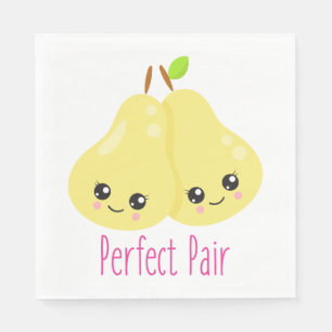 Kawaii Pear Couple Perfect Pair Funny Pun Napkins