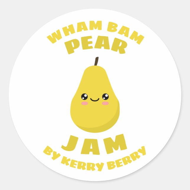 Kawaii Pear Jam Classic Round Sticker (Front)