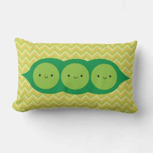 Kawaii Peas in a Pod Lumbar Pillow