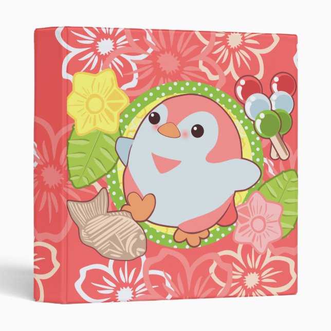 Kawaii Penguin and Wagashi 3 Ring Binder (Front/Spine)