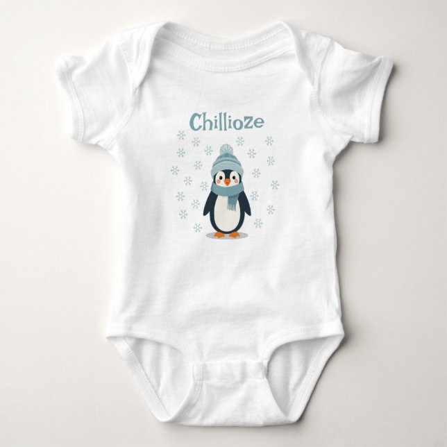 Kawaii Penguin Baby Bodysuit – Cute Winter Outfit (Front)