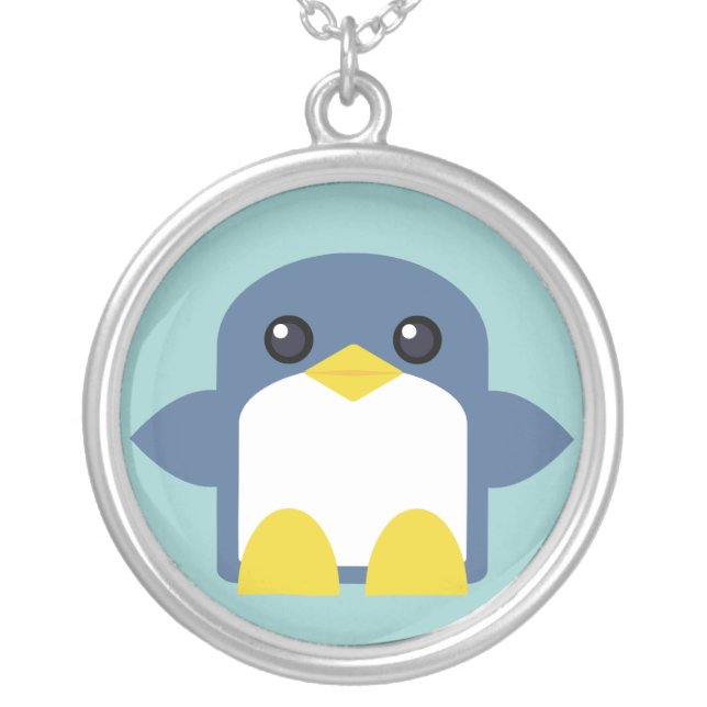 Kawaii Penguin Boy Sterling Silver Necklace (Front)