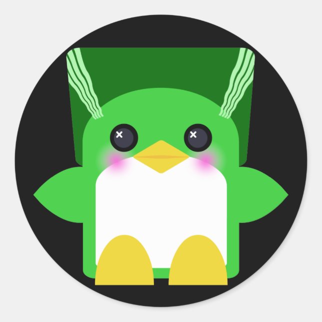 Kawaii Penguin Bride Of Frankenstein Classic Round Sticker (Front)