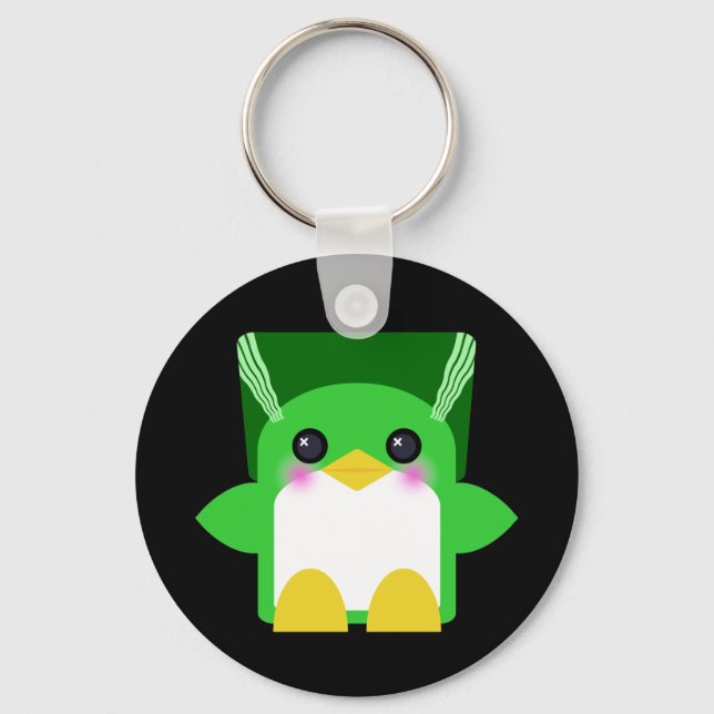 Kawaii Penguin Bride Of Frankenstein Keychain (Front)