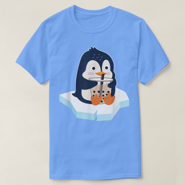 Kawaii Penguin Bubble Tea Boba Tea Cute Penguin  T-Shirt (Design Front)