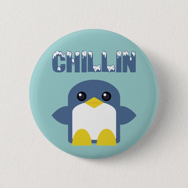 kawaii penguin chillin sweety tweety pinback button (Front)