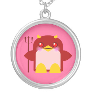 Kawaii penguin Devil Girl Sterling Silver Necklace
