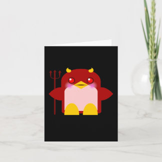 Kawaii Penguin Devil Halloween Card