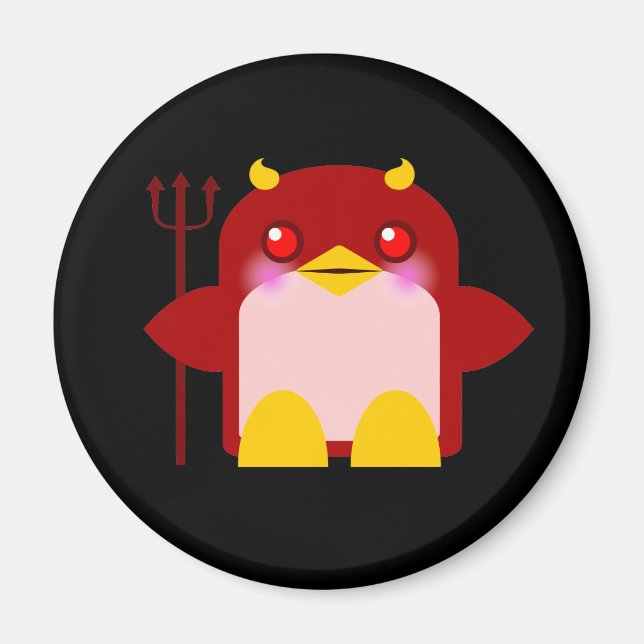 Kawaii Penguin Devil Halloween Magnet (Front)