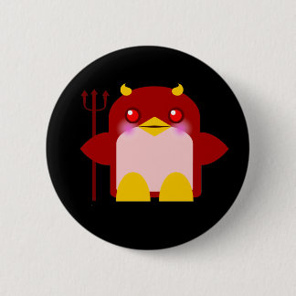 Kawaii Penguin Devil Halloween Pinback Button