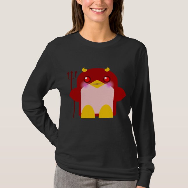Kawaii Penguin Devil Halloween T-Shirt (Front)