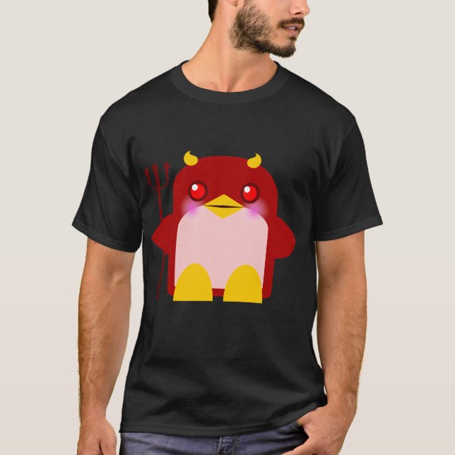 Kawaii Penguin Devil Halloween T-Shirt (Front)