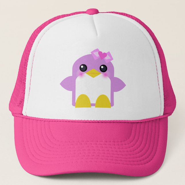 kawaii penguin girl pink sweety tweety trucker hat (Front)