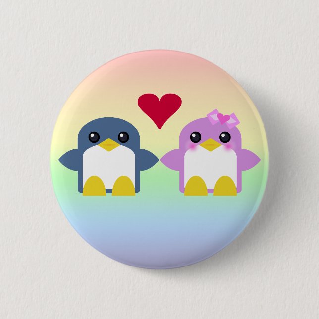 kawaii penguin love sweety tweety pinback button (Front)