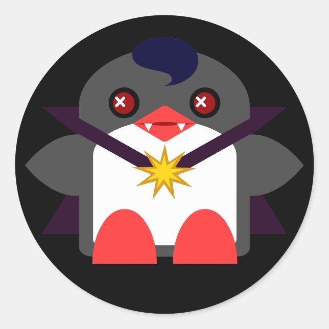 Kawaii Penguin Vampire Classic Round Sticker (Front)