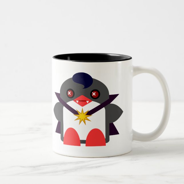 Kawaii Penguin Vampire Two-Tone Coffee Mug (Right)